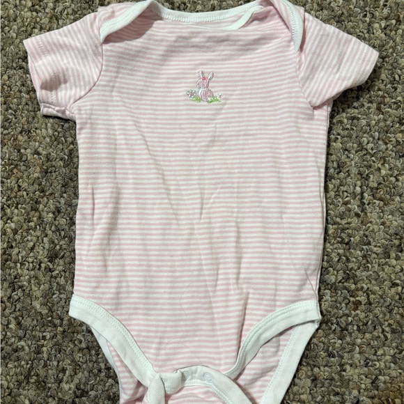 Little Me Pink and White Bodysuit with Stripes - Picture 1 of 2